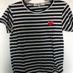 Womens Comme Des Garcons Play Striped T-Shirt